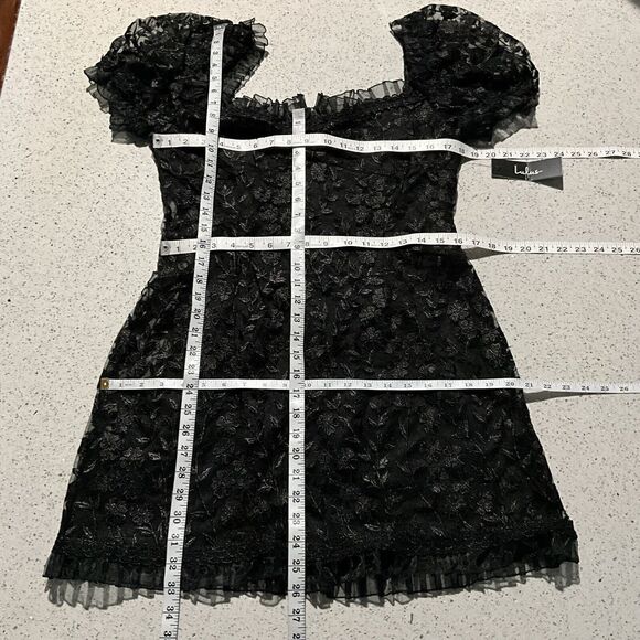 Lulus Dress Women XL Black Delightful Date Embroidered Ruffle Mini - Picture 8 of 13